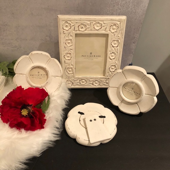 Pottery Barn 3x3 White Distressed Flower Frame - Picture 11 of 11